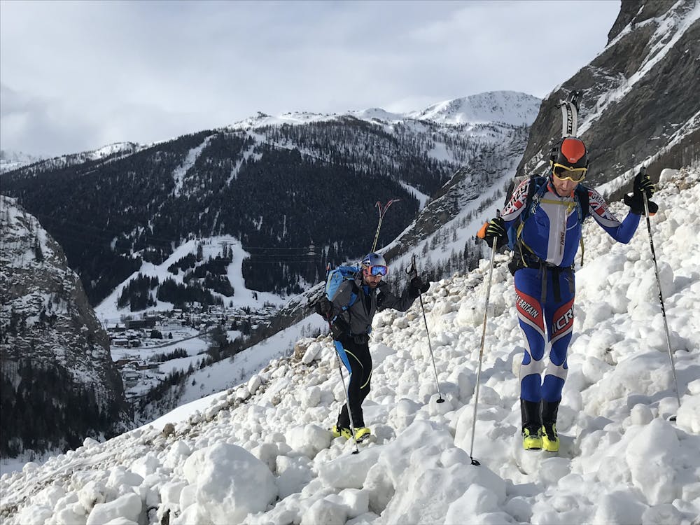 Hard to ski over frozen avalanche debris
