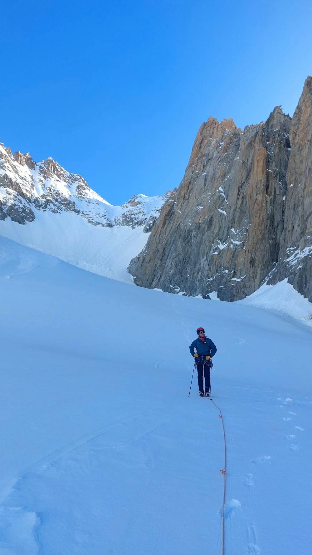 Photo from Aiguille d'Argentiere.Traverse couloir Y glacier Milieu