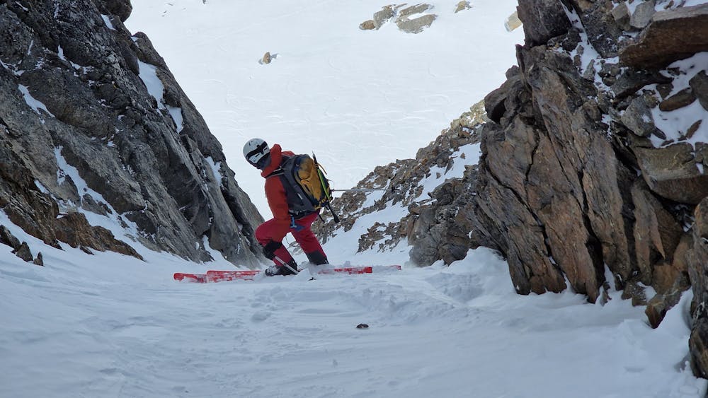 At the start of the couloir