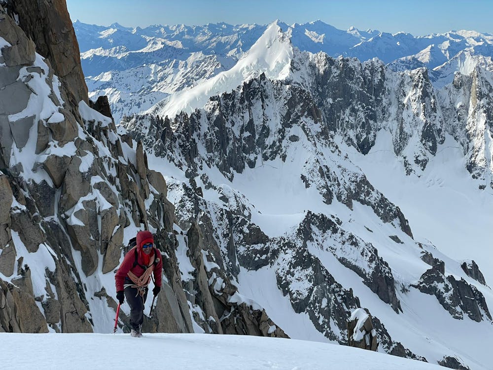 Photo from Aiguille d'Argentiere.Traverse couloir Y glacier Milieu