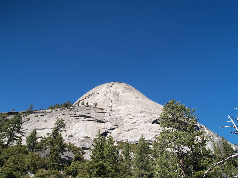 Looking up at the summit of North Dome
