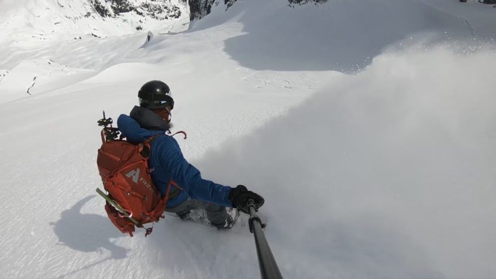 Snowboarding down Icy Peak