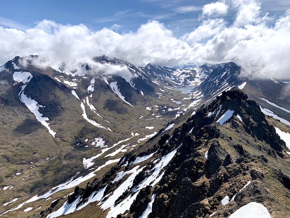 View into the Chugach from the top of Wolverine Peak