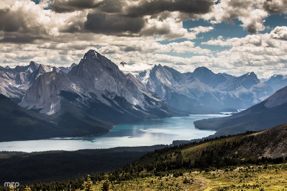 Looking over Maligne Lake from Bald Hills