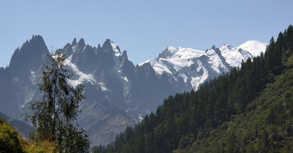 Huge views across the legendary Chamonix peaks from the Col des Montets.