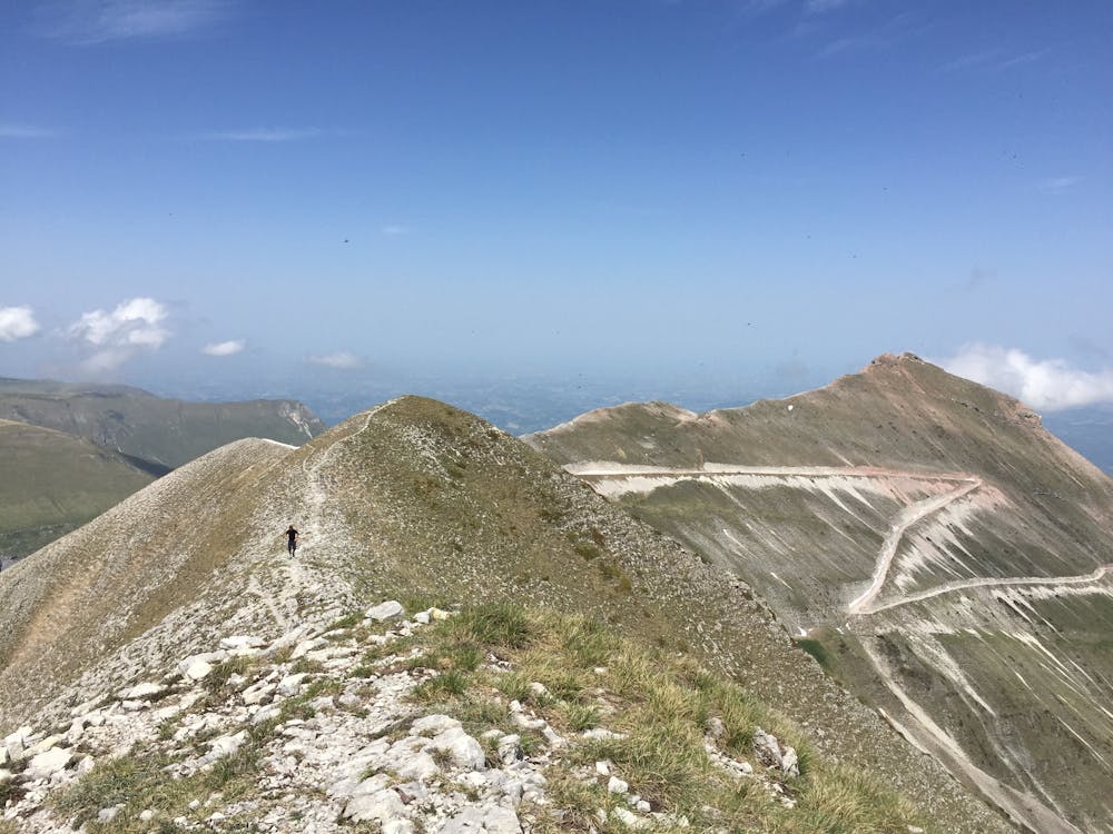 Looking back to Sibilla summit from Cime Vallelunga, return trail can also be seen