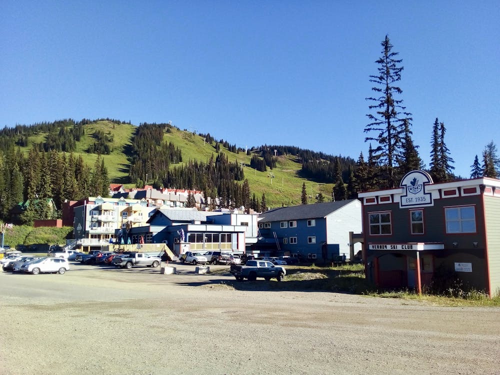 The village centre with much of Silver Star mountain behind