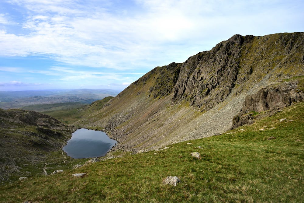 Looking across to Goat's Water and Dow Crag
