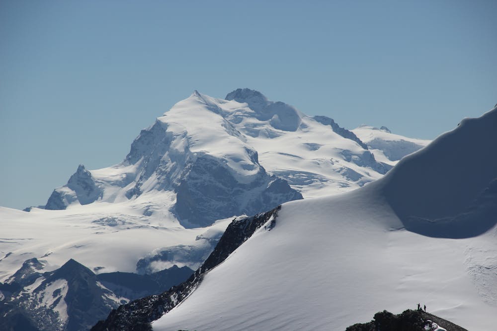 Dufourspitze showing the final rocky ridge.