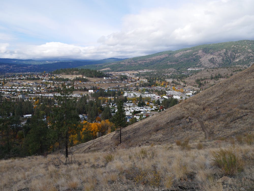 Looking down on West Kelowna from the descent path