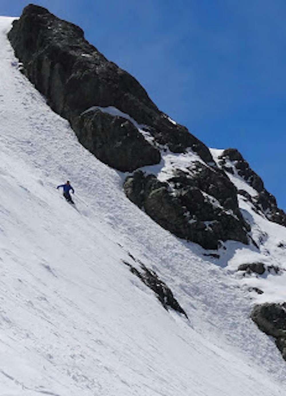 Brilliant spring skiing on the final section of the descent.