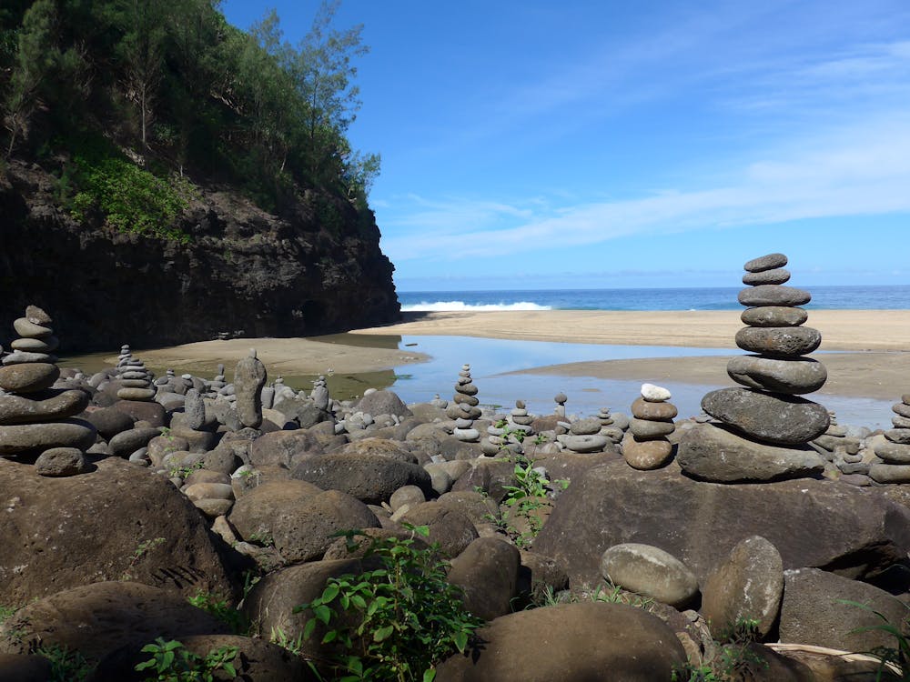 the kalalau trail along the nāpali coast takes you to hanakapi'ai beach