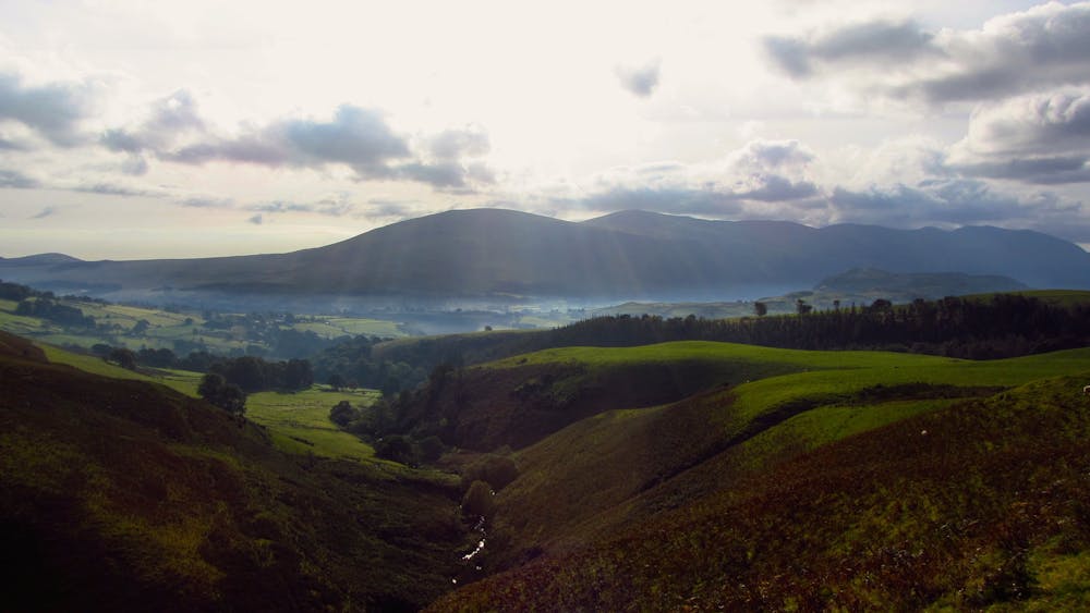 Mist hangs above Threlkeld on a nice autumn day in the Lake District.