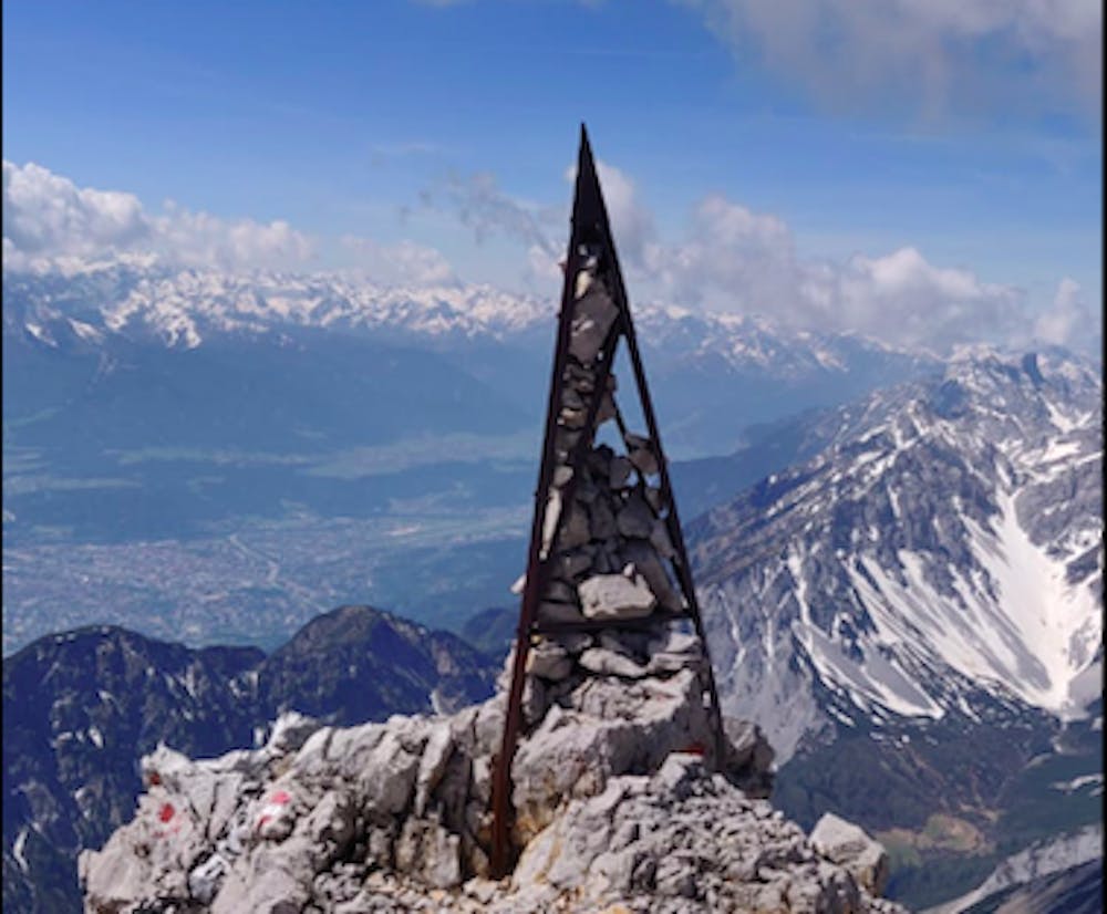 The Summit Cross with the peaks of the Karwendel behind