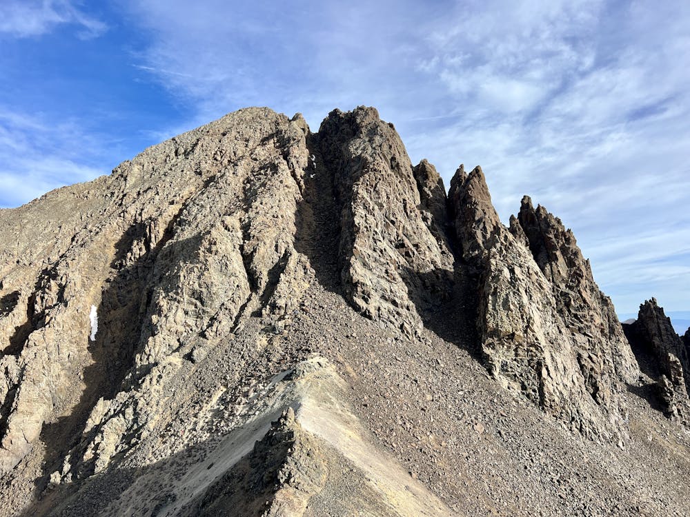 Looking up at the final pitch to the summit of Sneffels