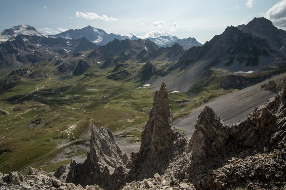 View from the top of the rigde of the Aiguille Percée