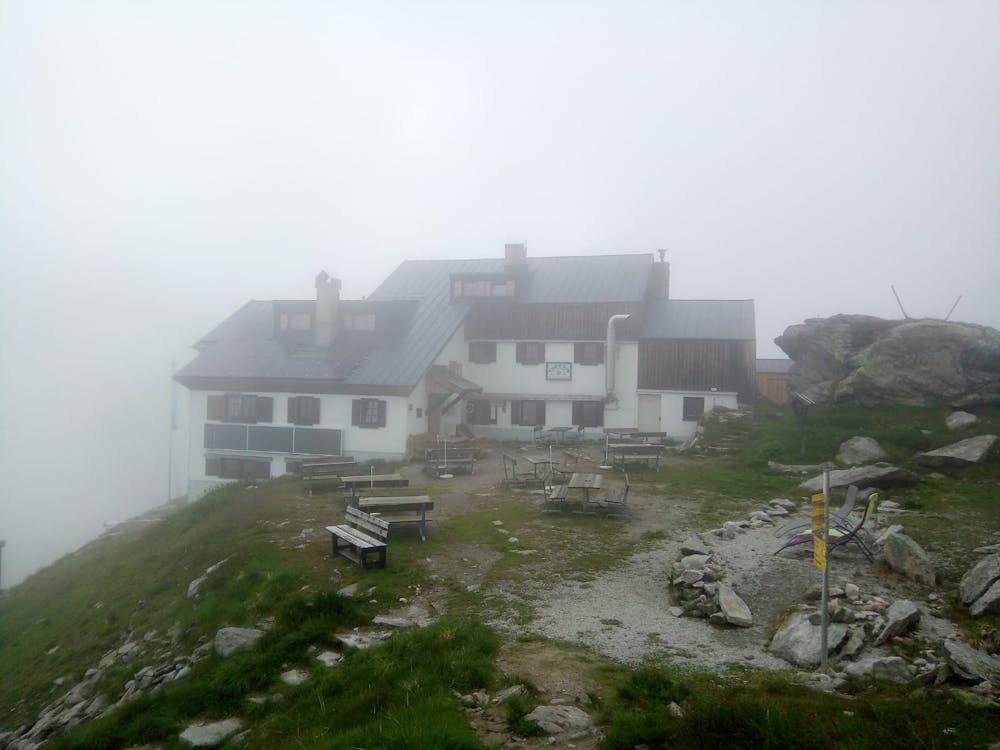 Plauener Hut in the mist
