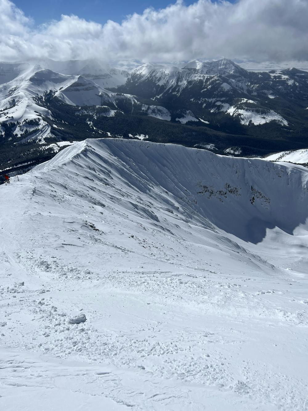 Looking west from the top of Lone Peak. The North summit snowfield is directly behind you when facing this direction. 