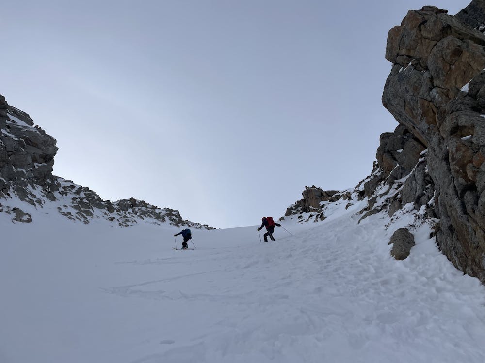 Ascending in the couloir