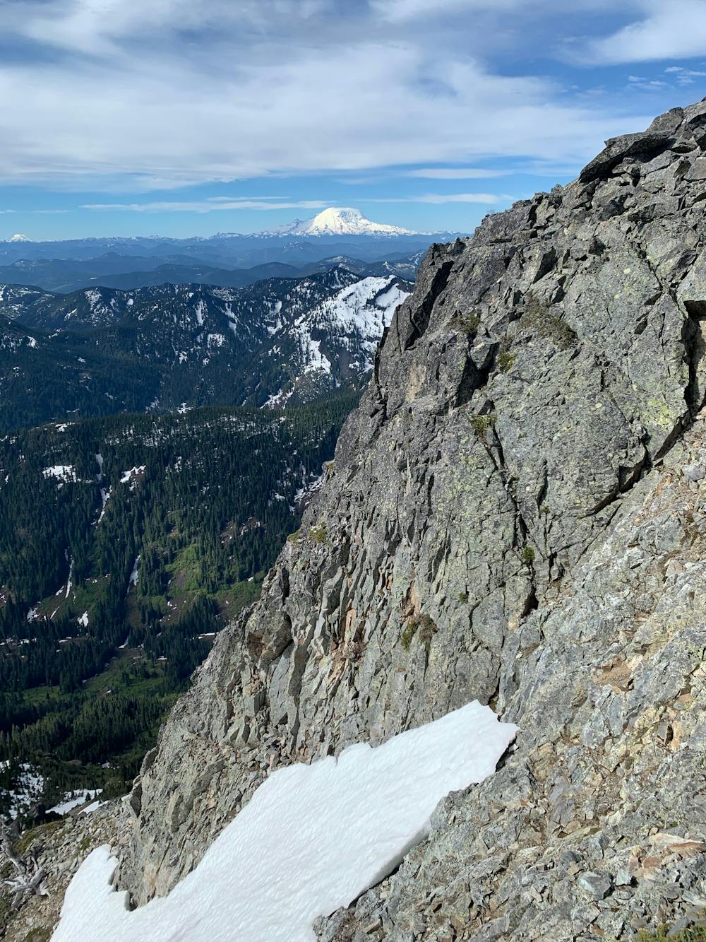 Mount Rainier and an optional scrambling route from just below the Hibox summit