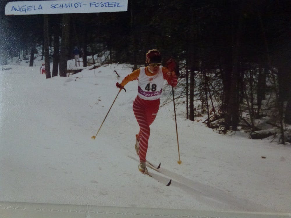 Angela Schmidt-Foster racing at the 1988 Olympics