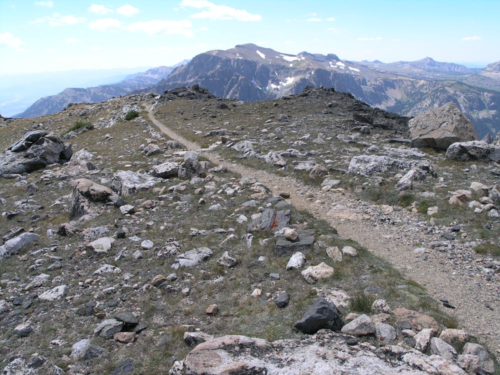 The trail leading over the Static Peak Divide in Grand Teton National Park