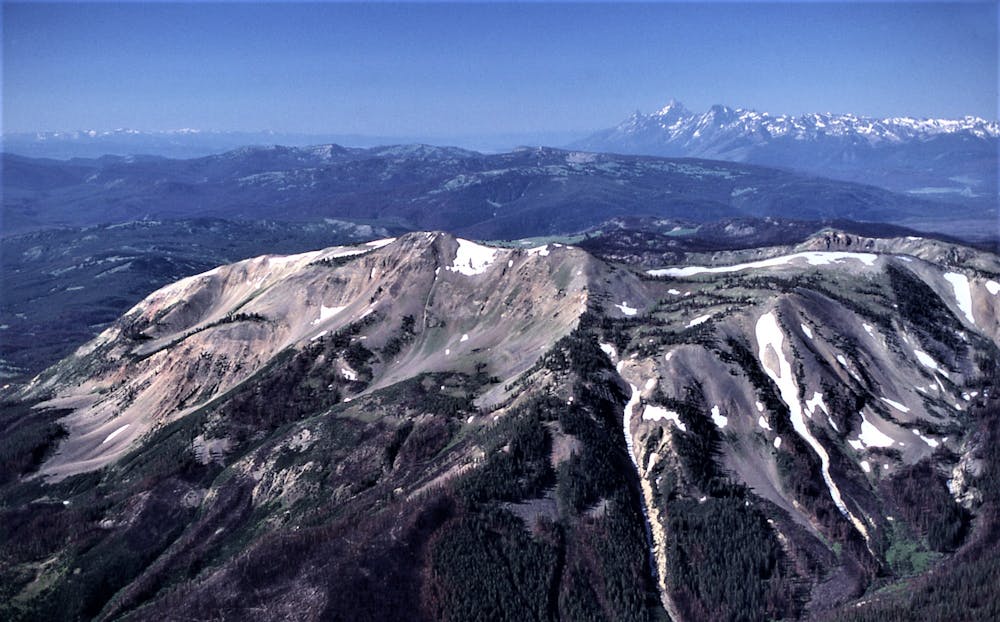 Mount Sheridan looking south towards the Tetons