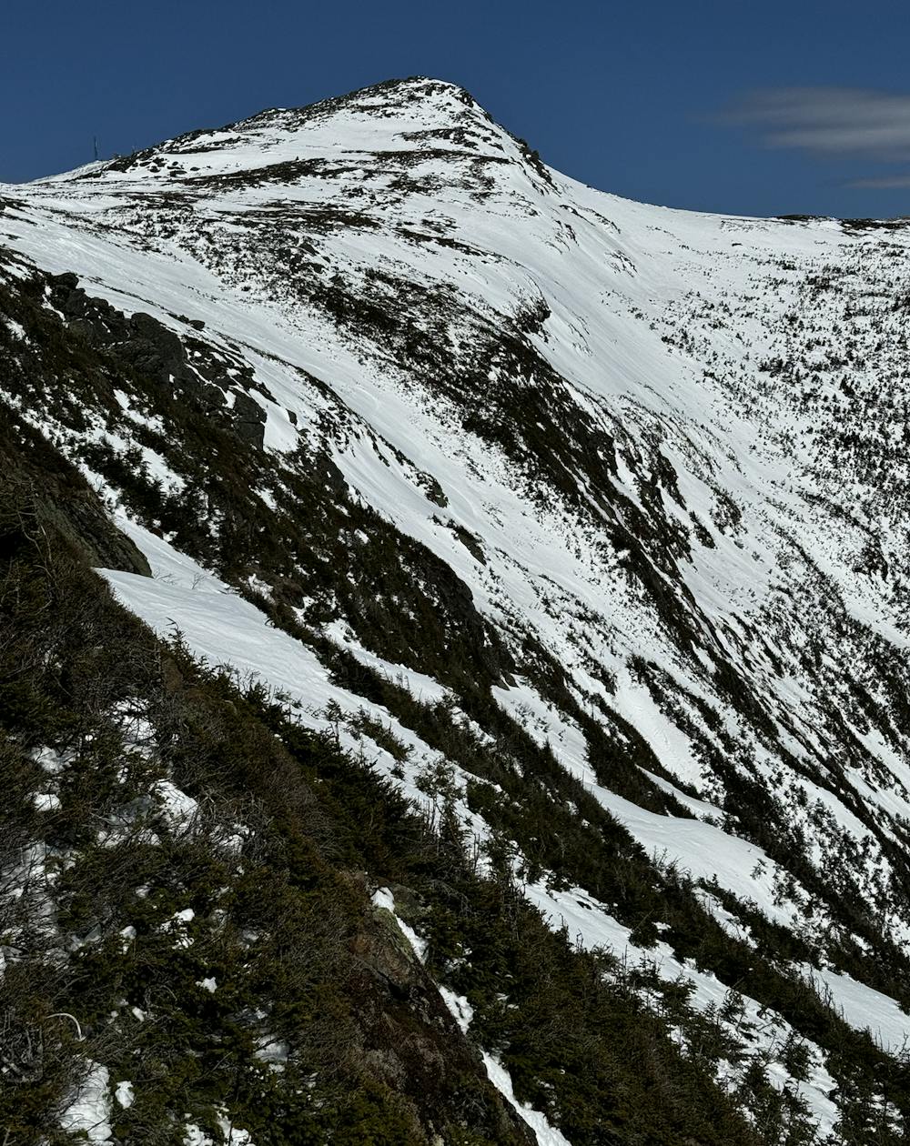 Single track on Franklin Headwall, as seen from Bifocal