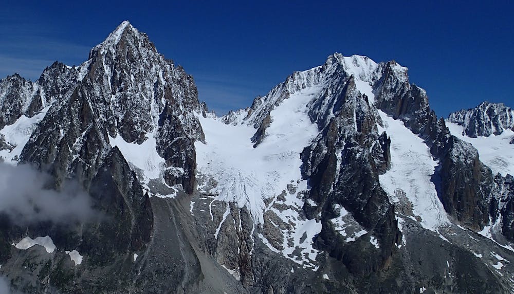 The col du Chardonnet viewed from the top lift of the Grand Montets in summer.