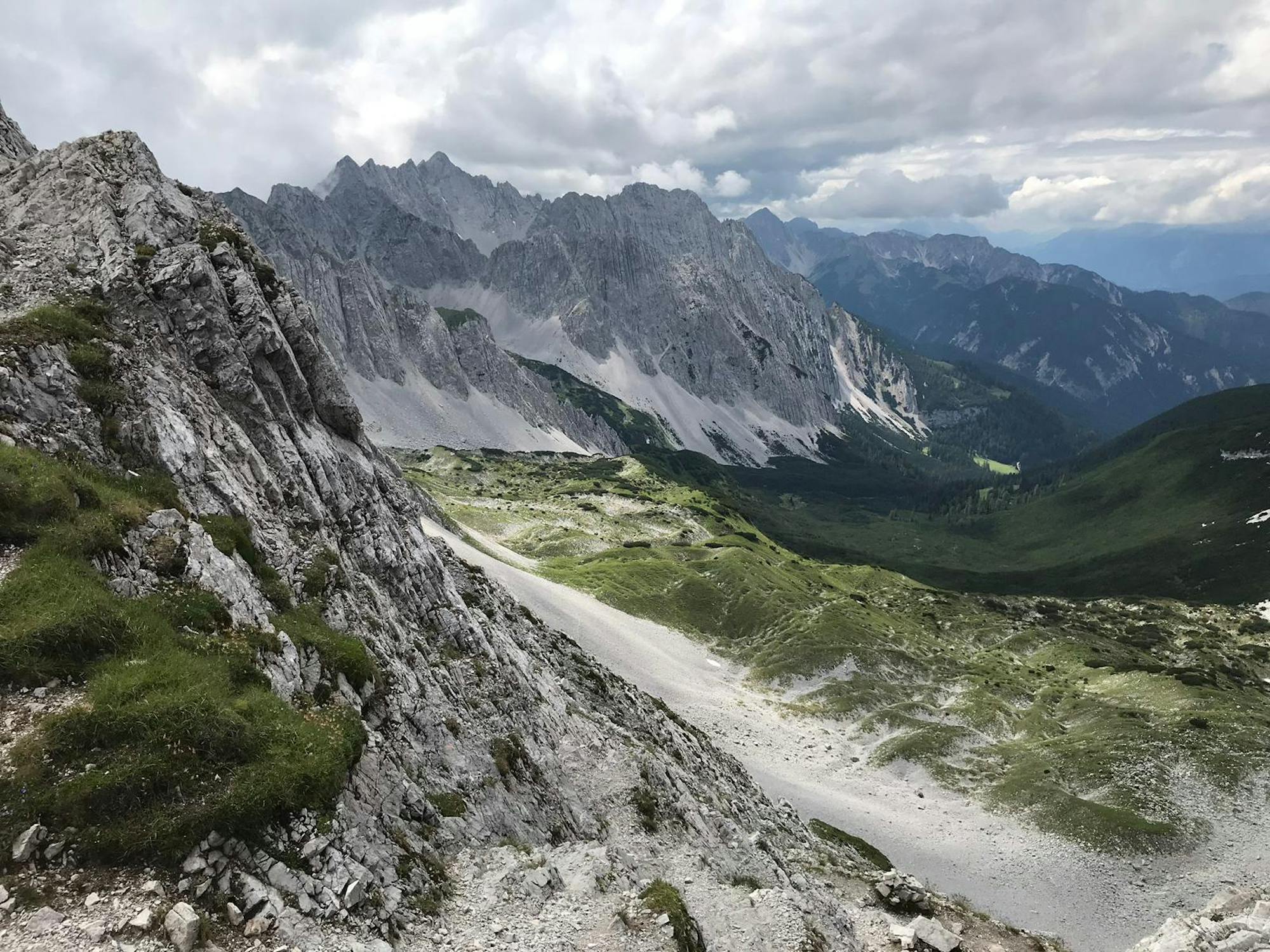 Looking into the northern Karwendel range from the first section of the hike.