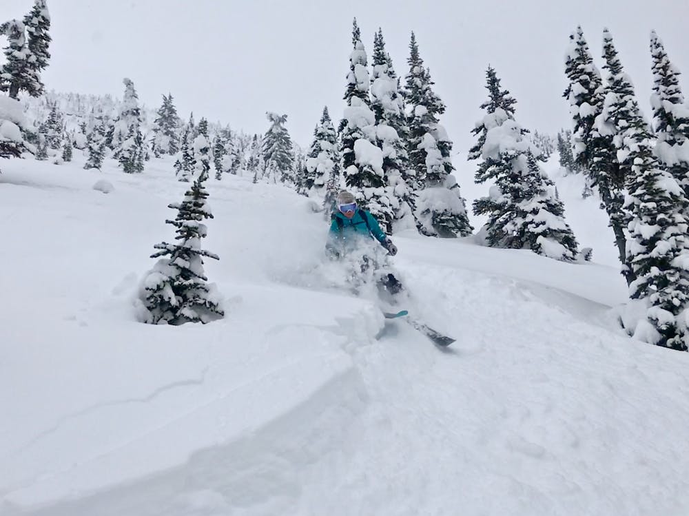 Powder turns coming down the main face