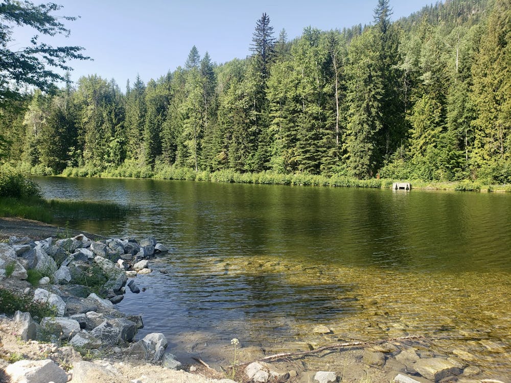 At the northern end of the lake