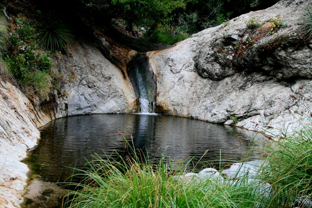 A small waterfall and swimming hole along the creek