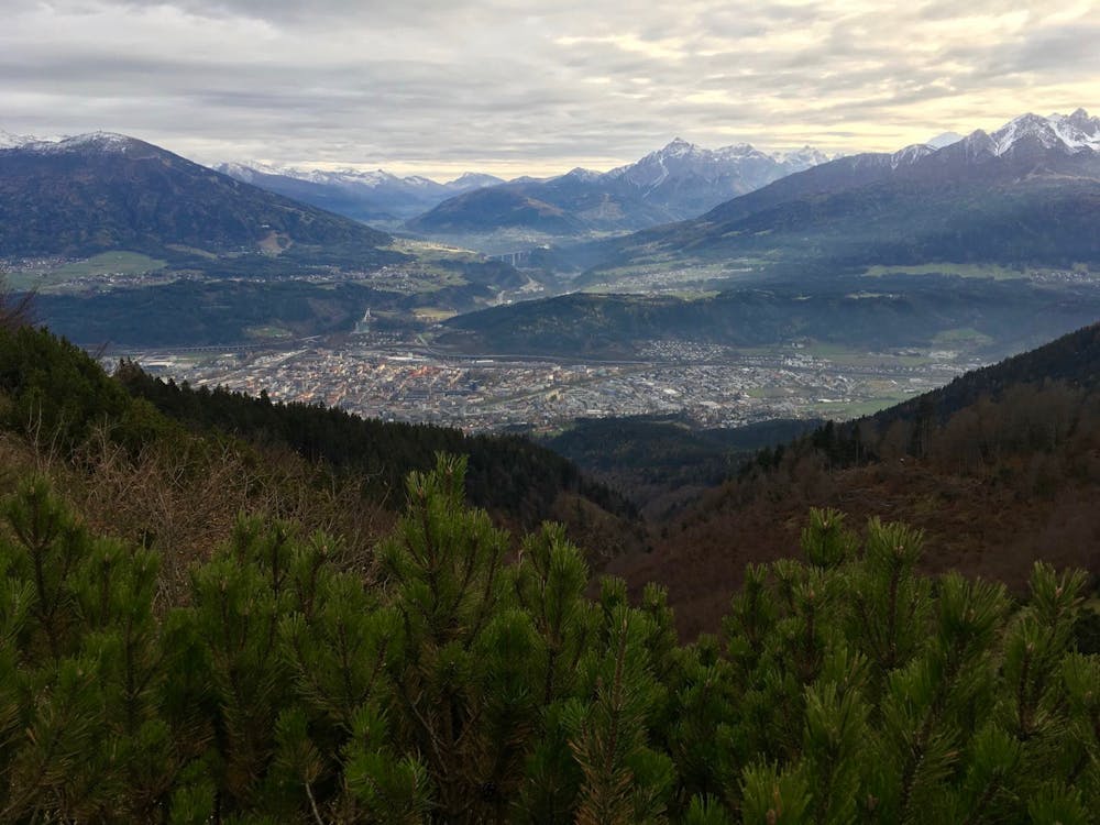Looking down on Innsbruck during the descent.
