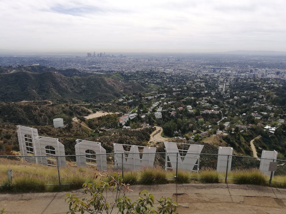 The view over LA from the Hollywood sign.