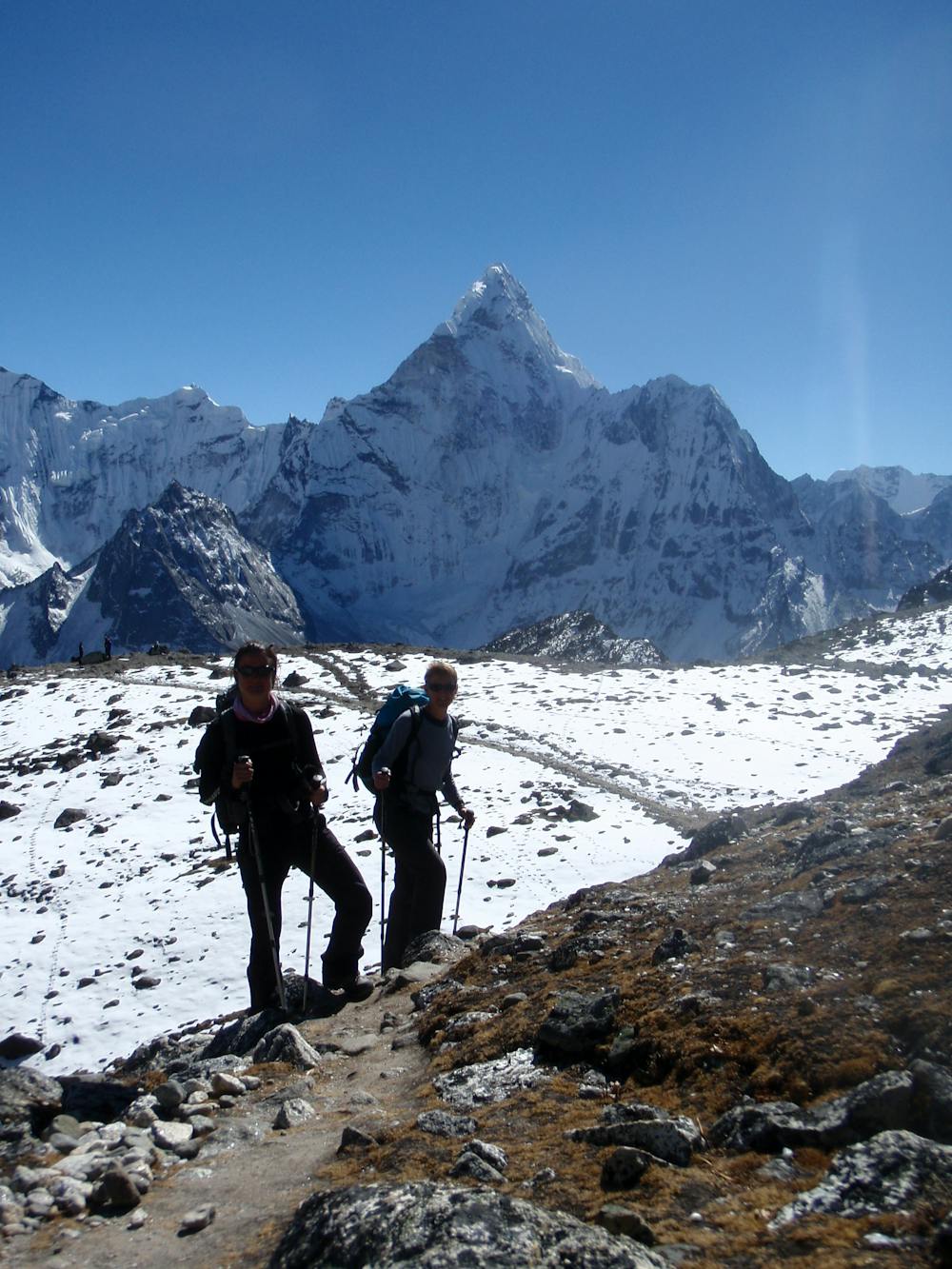 Epic views of Ama Dablam on the descent from the Kongma La
