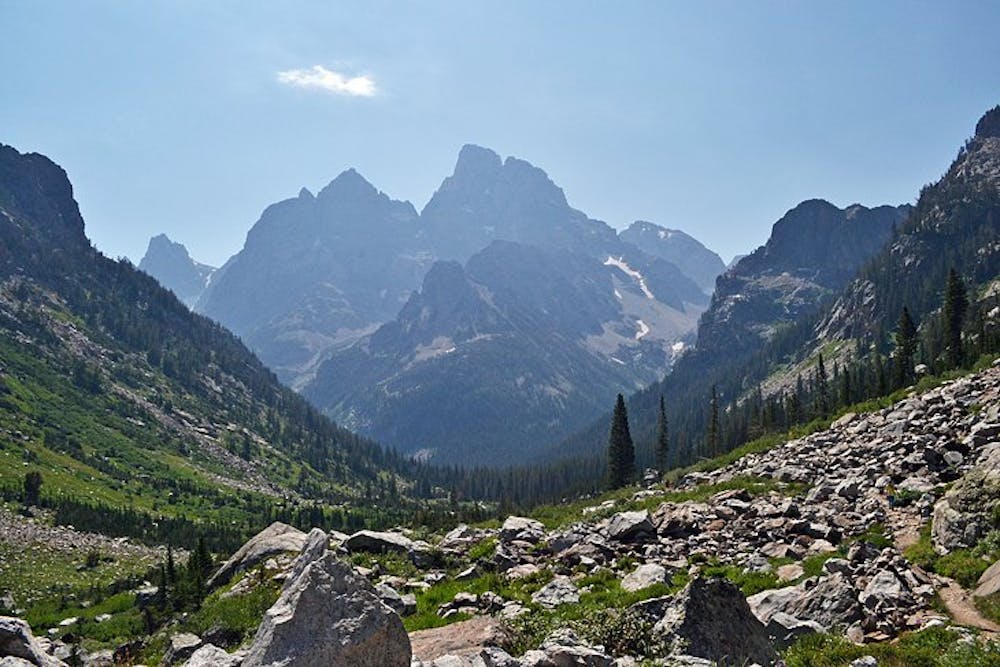 View up to the Grand Teton from the path